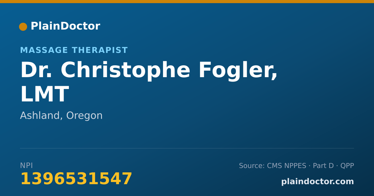 Shareable card for Christophe Fogler, LMT - Massage Therapist, Ashland, OR