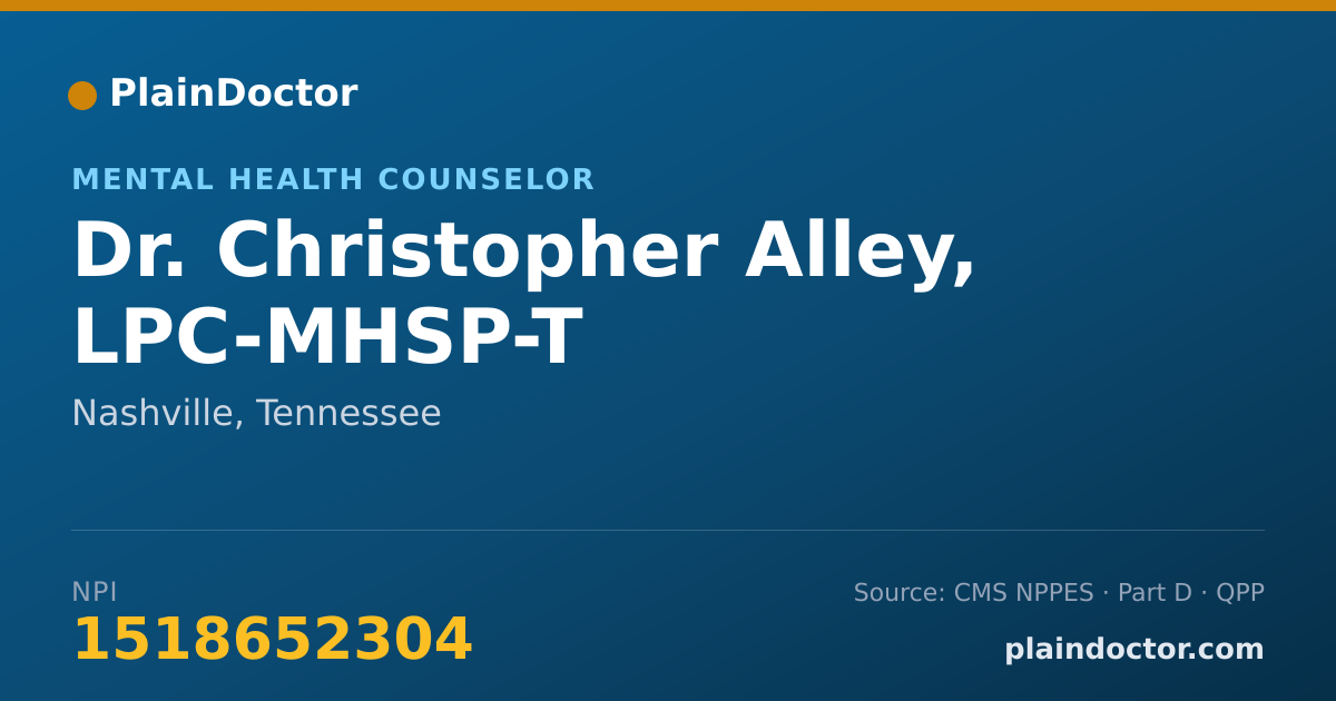 Shareable card for Christopher Alley, LPC-MHSP-T - Mental Health Counselor, Nashville, TN