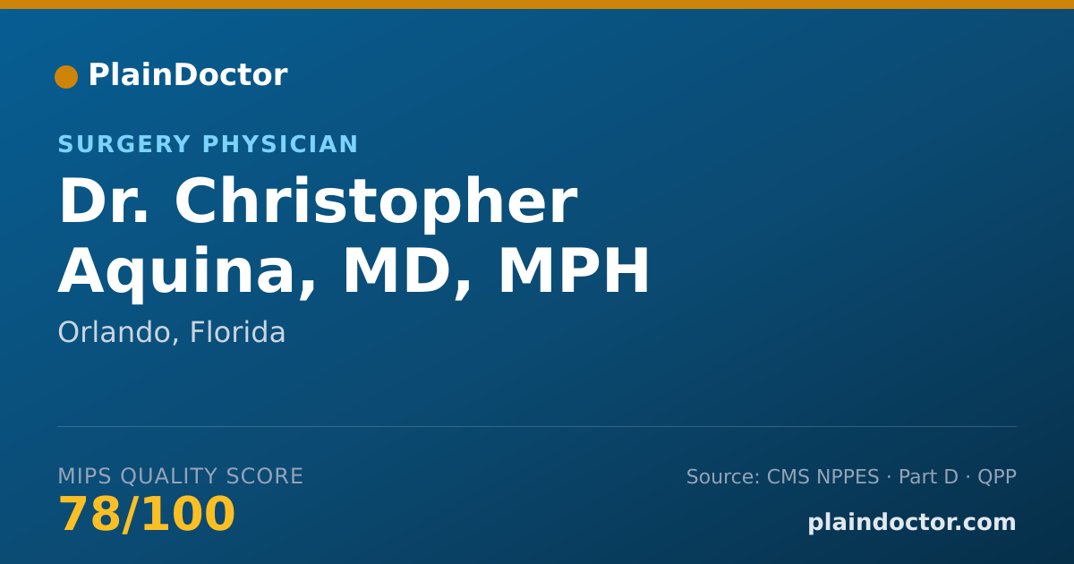 Shareable card for Christopher Aquina, MD, MPH - Surgery Physician, Orlando, FL