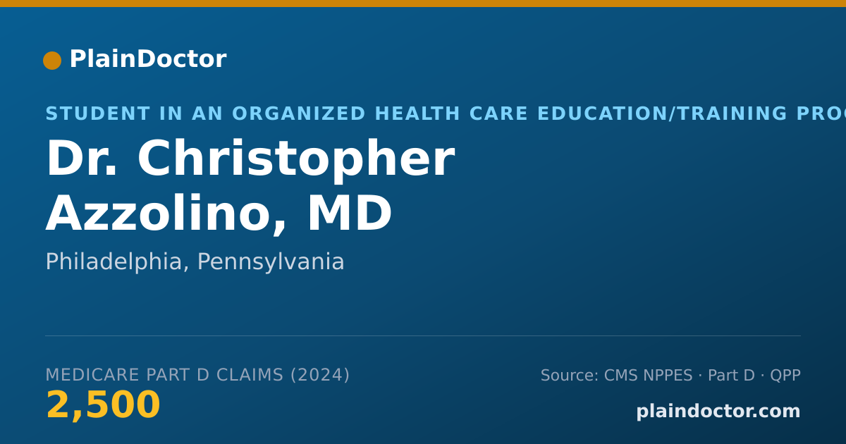 Shareable card for Christopher Azzolino, MD - Student in an Organized Health Care Education/Training Program, Philadelphia, PA