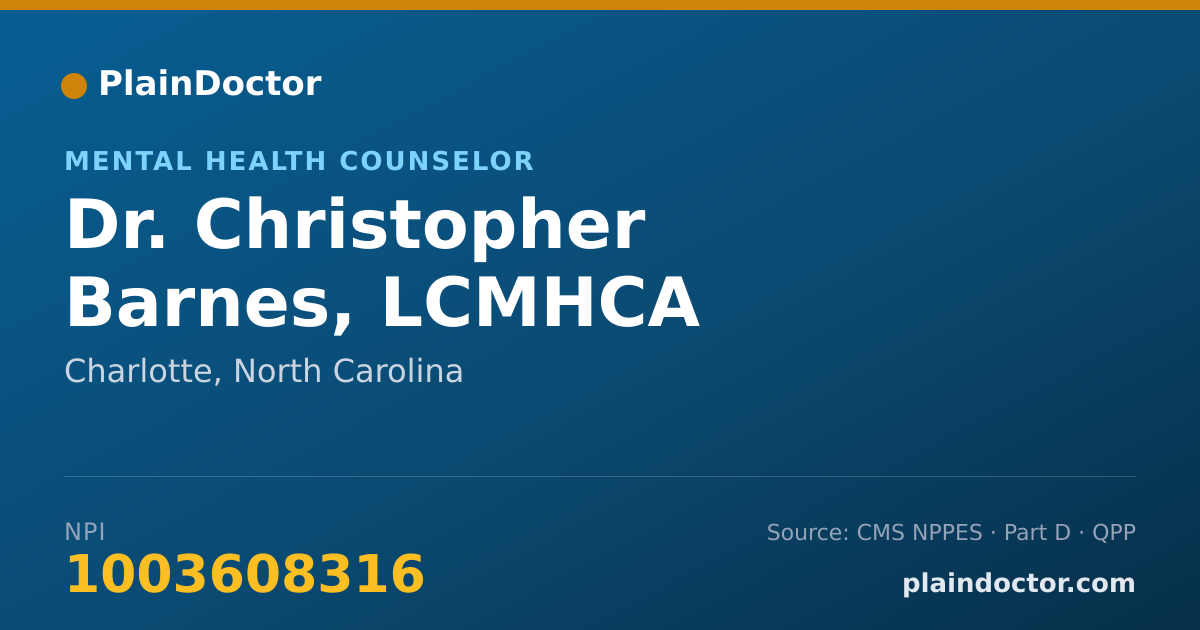 Shareable card for Christopher Barnes, LCMHCA - Mental Health Counselor, Charlotte, NC