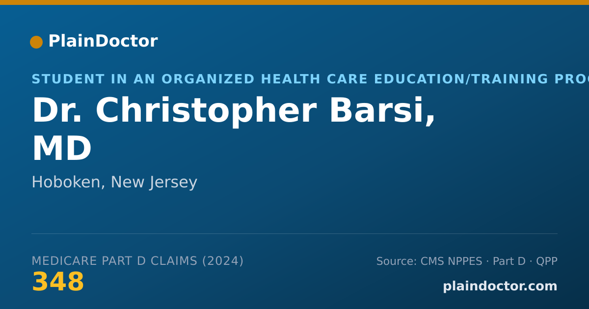 Shareable card for Christopher Barsi, MD - Student in an Organized Health Care Education/Training Program, Hoboken, NJ