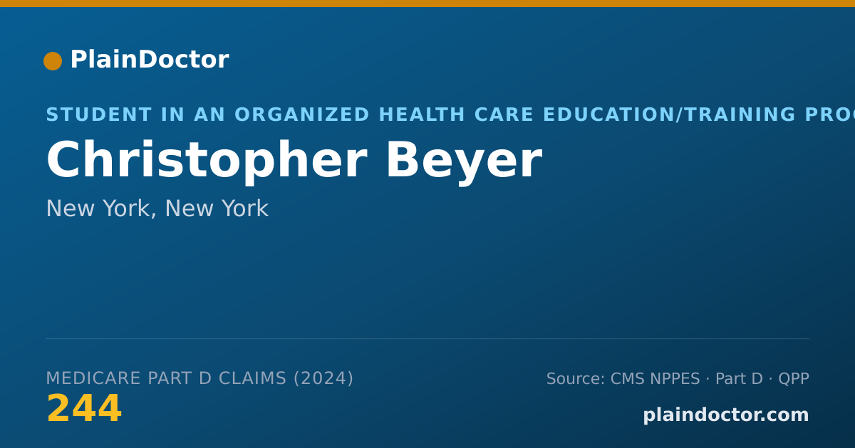 Shareable card for Christopher Beyer - Student in an Organized Health Care Education/Training Program, New York, NY