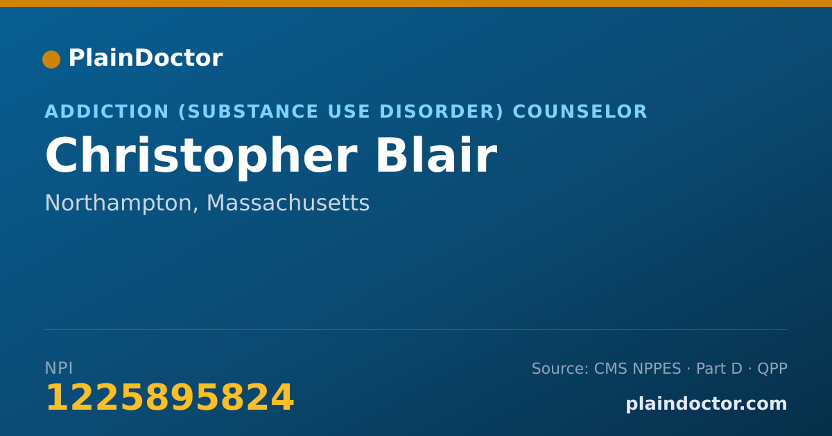Shareable card for Christopher Blair - Addiction (Substance Use Disorder) Counselor, Northampton, MA