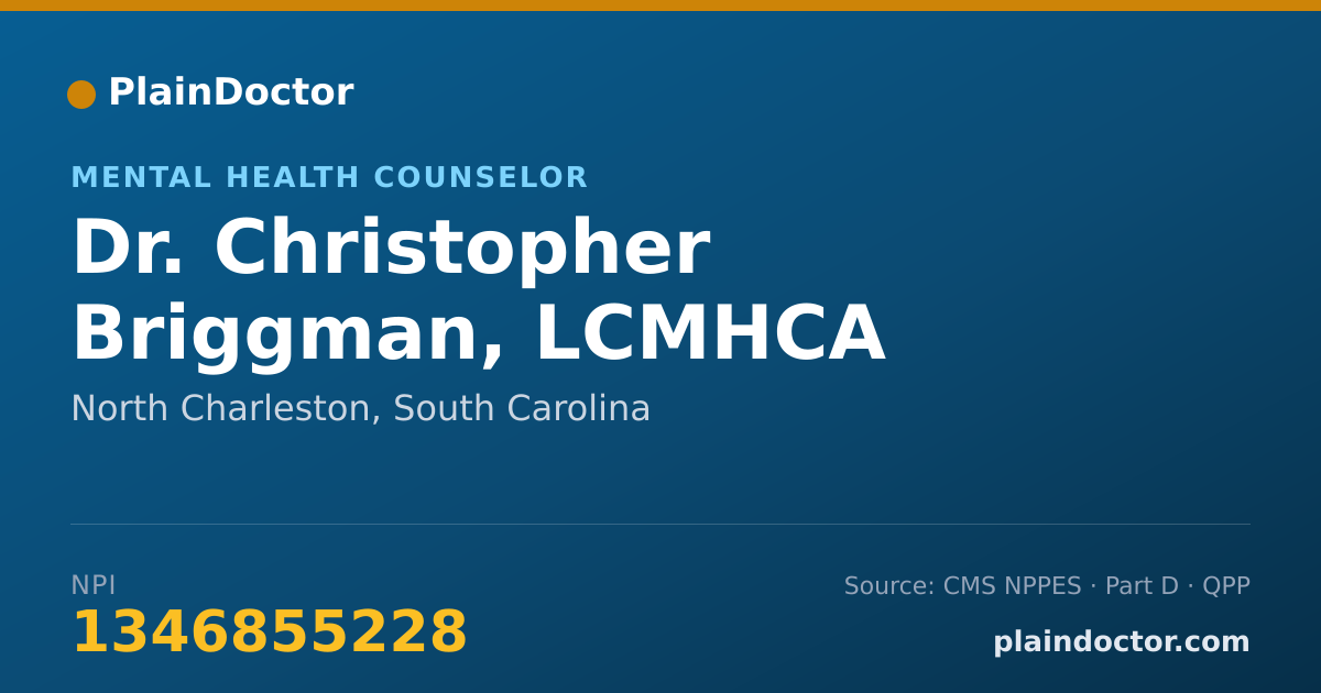 Shareable card for Christopher Briggman, LCMHCA - Mental Health Counselor, North Charleston, SC