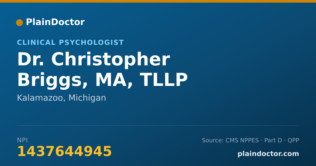 Shareable card for Christopher Briggs, MA, TLLP - Clinical Psychologist, Kalamazoo, MI