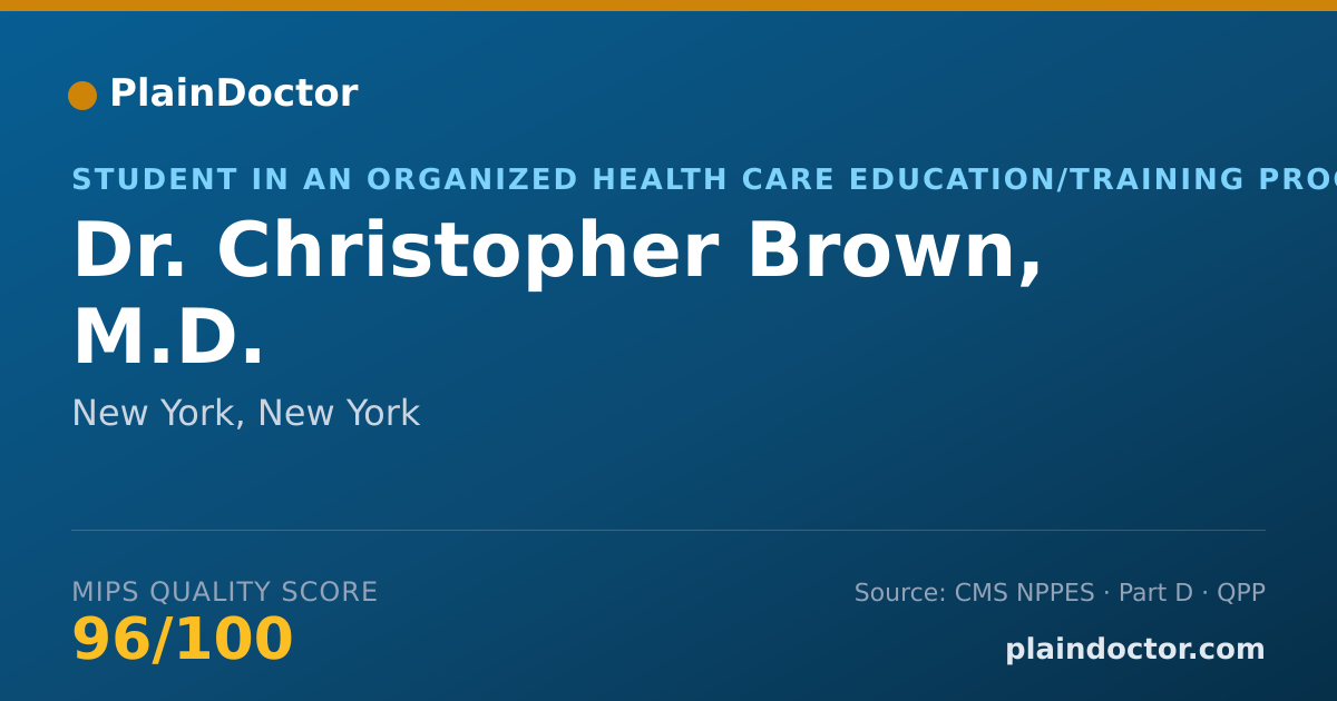 Shareable card for Christopher Brown, M.D. - Student in an Organized Health Care Education/Training Program, New York, NY