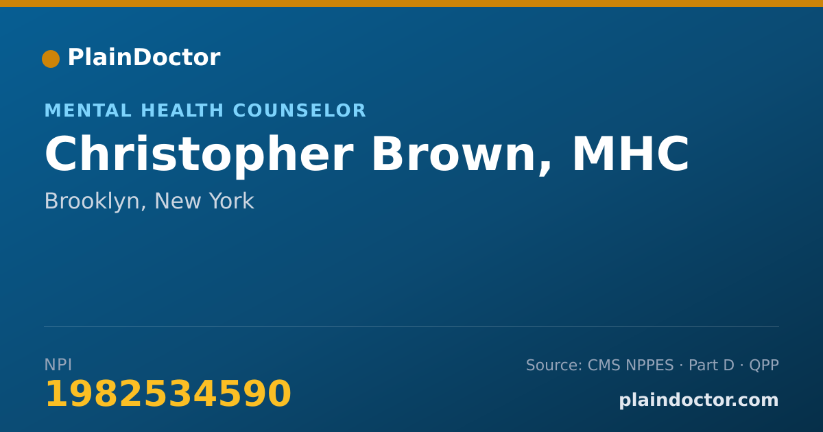 Shareable card for Christopher Brown, MHC - Mental Health Counselor, Brooklyn, NY