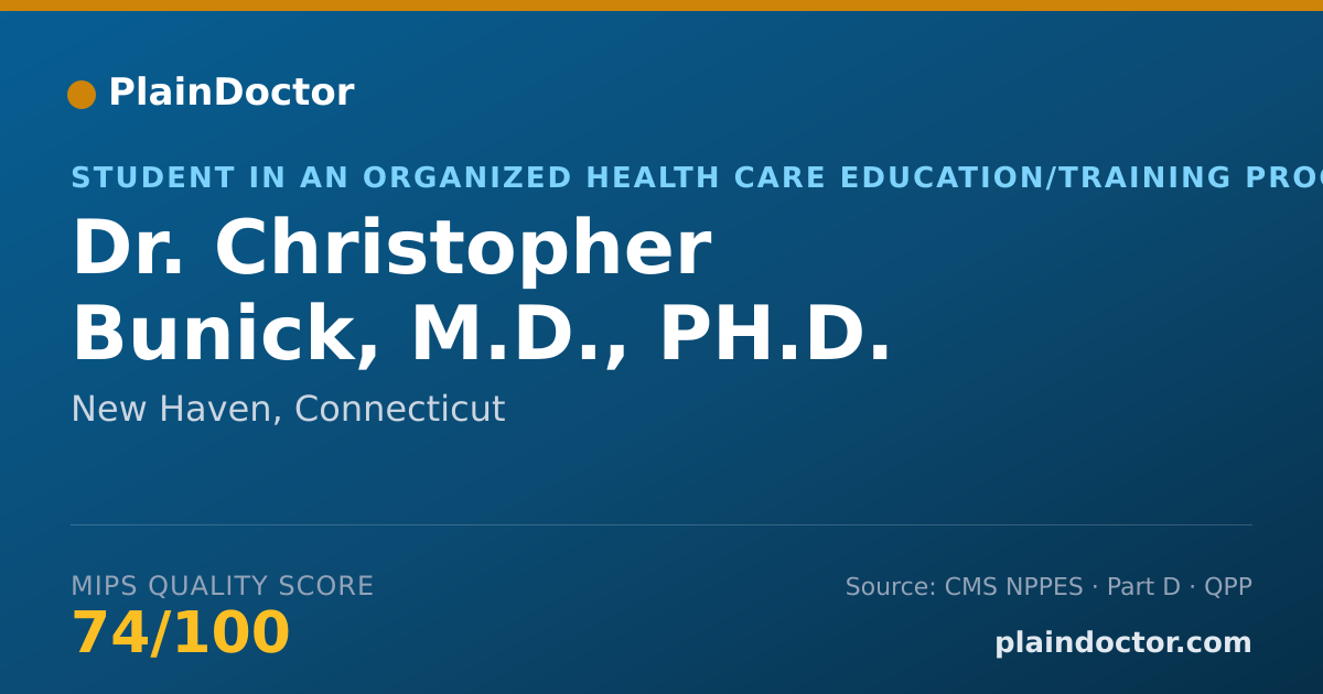 Shareable card for Christopher Bunick, M.D., PH.D. - Student in an Organized Health Care Education/Training Program, New Haven, CT