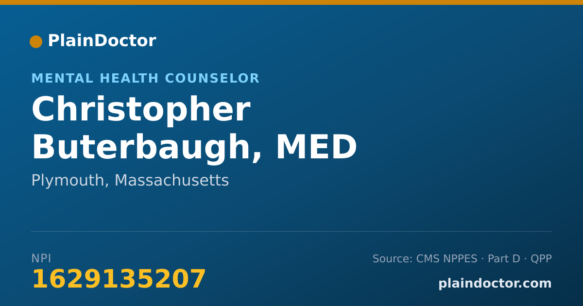 Shareable card for Christopher Buterbaugh, MED - Mental Health Counselor, Plymouth, MA