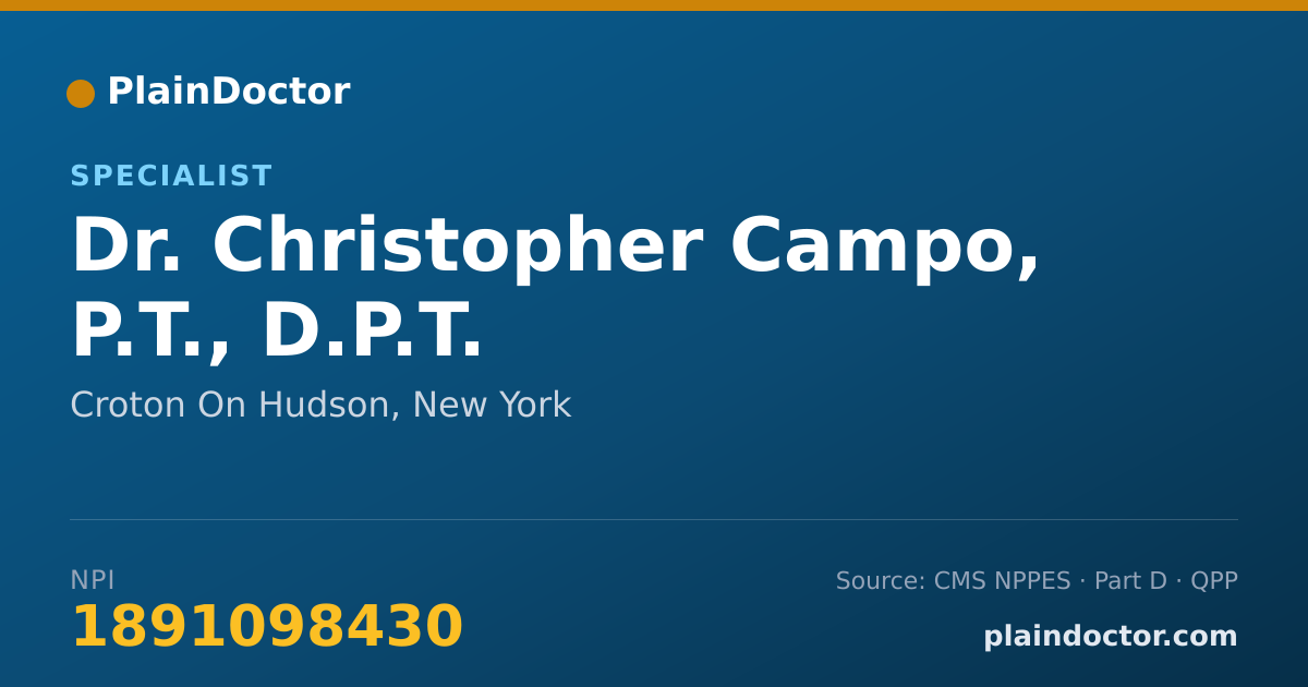 Shareable card for Christopher Campo, P.T., D.P.T. - Specialist, Croton On Hudson, NY