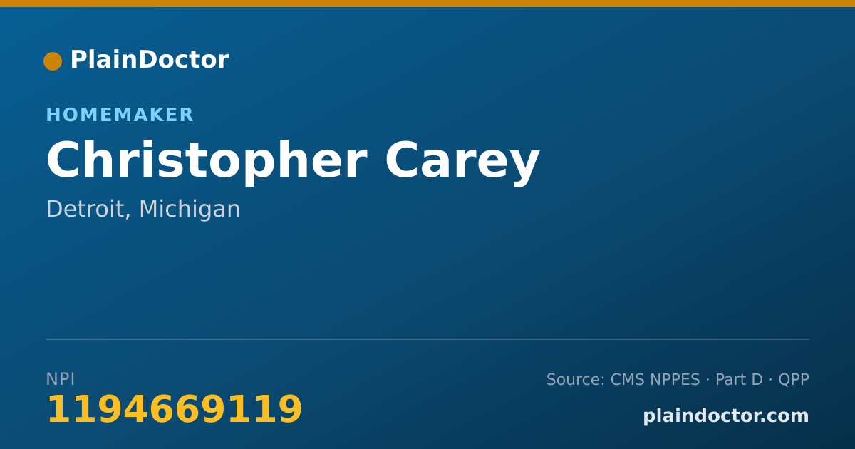 Shareable card for Christopher Carey - Homemaker, Detroit, MI