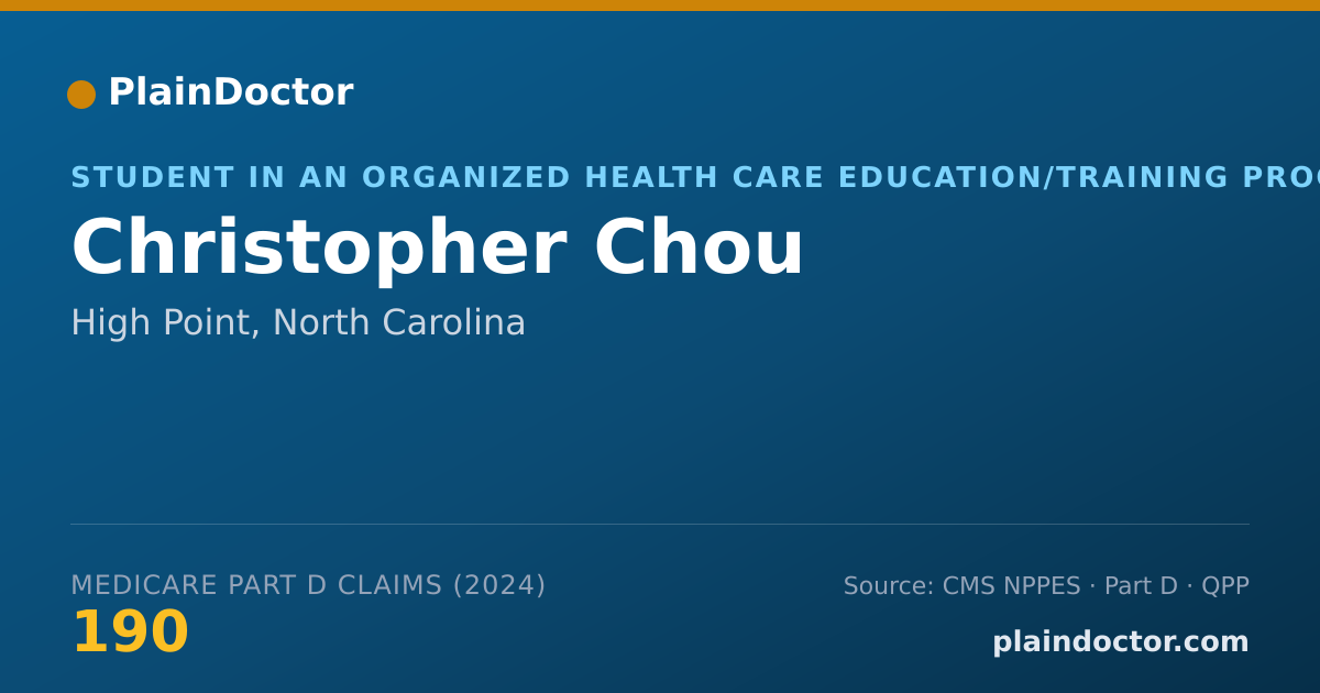 Shareable card for Christopher Chou - Student in an Organized Health Care Education/Training Program, High Point, NC