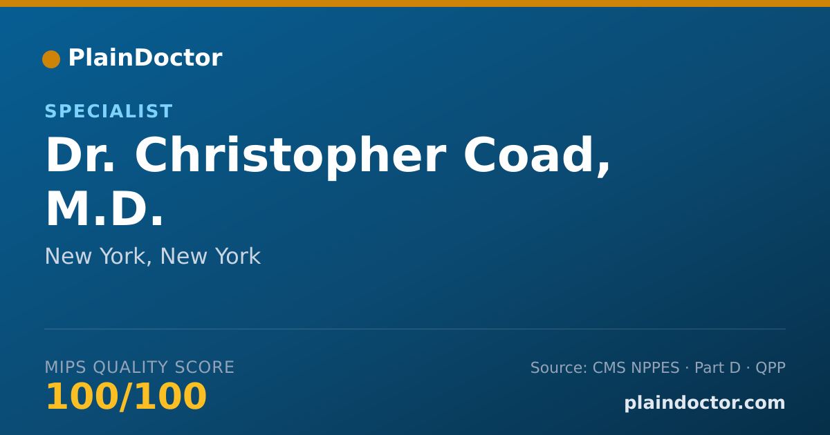 Shareable card for Christopher Coad, M.D. - Specialist, New York, NY