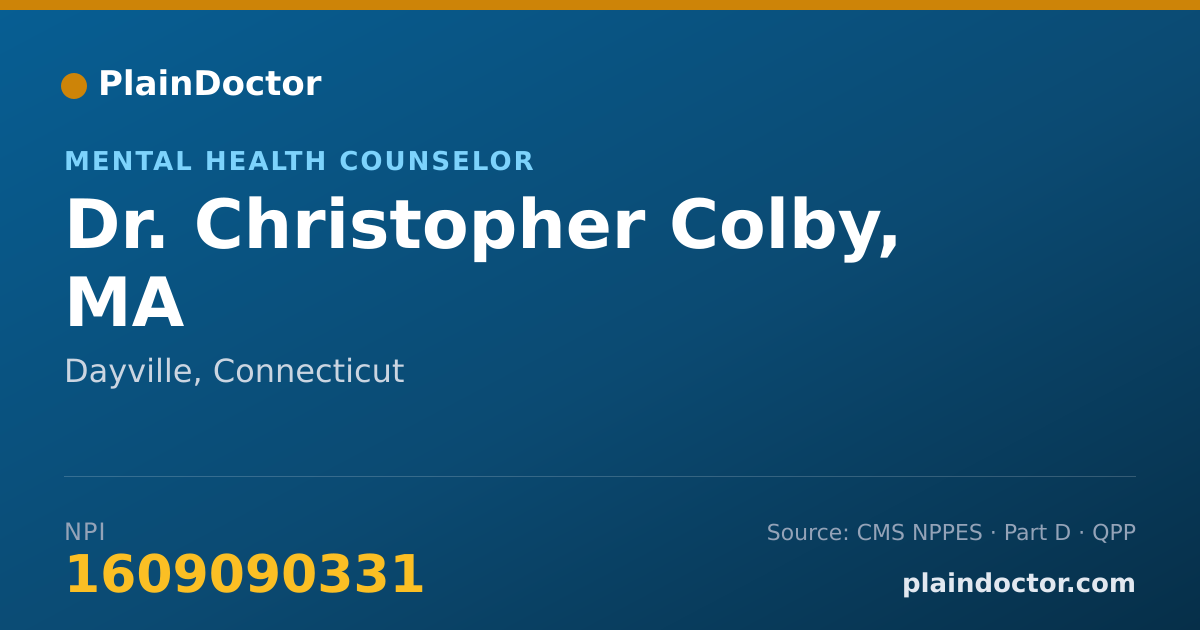 Shareable card for Christopher Colby, MA - Mental Health Counselor, Dayville, CT