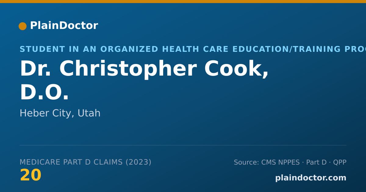 Shareable card for Christopher Cook, D.O. - Student in an Organized Health Care Education/Training Program, Heber City, UT
