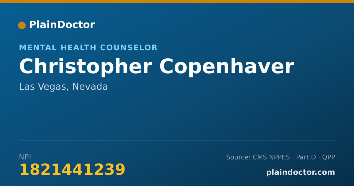 Shareable card for Christopher Copenhaver - Mental Health Counselor, Las Vegas, NV