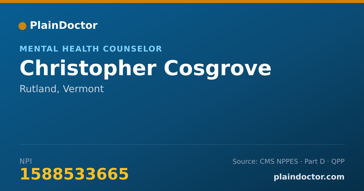 Shareable card for Christopher Cosgrove - Mental Health Counselor, Rutland, VT