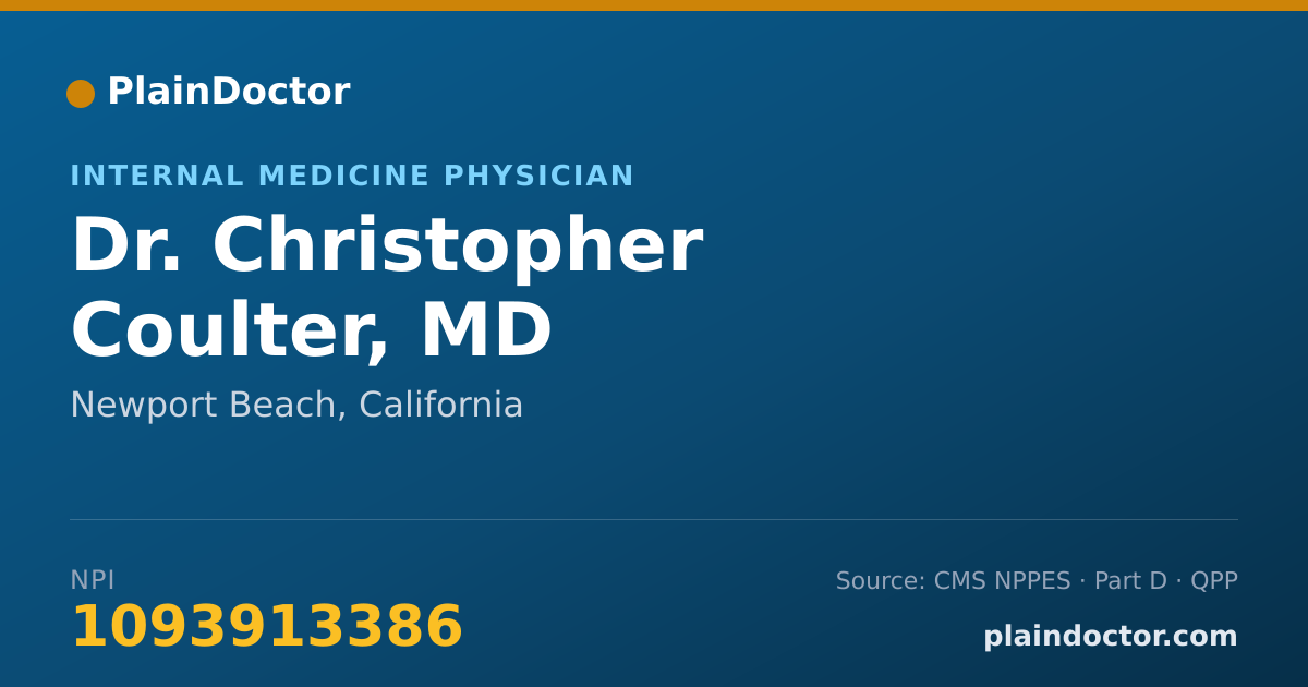 Shareable card for Christopher Coulter, MD - Internal Medicine Physician, Newport Beach, CA