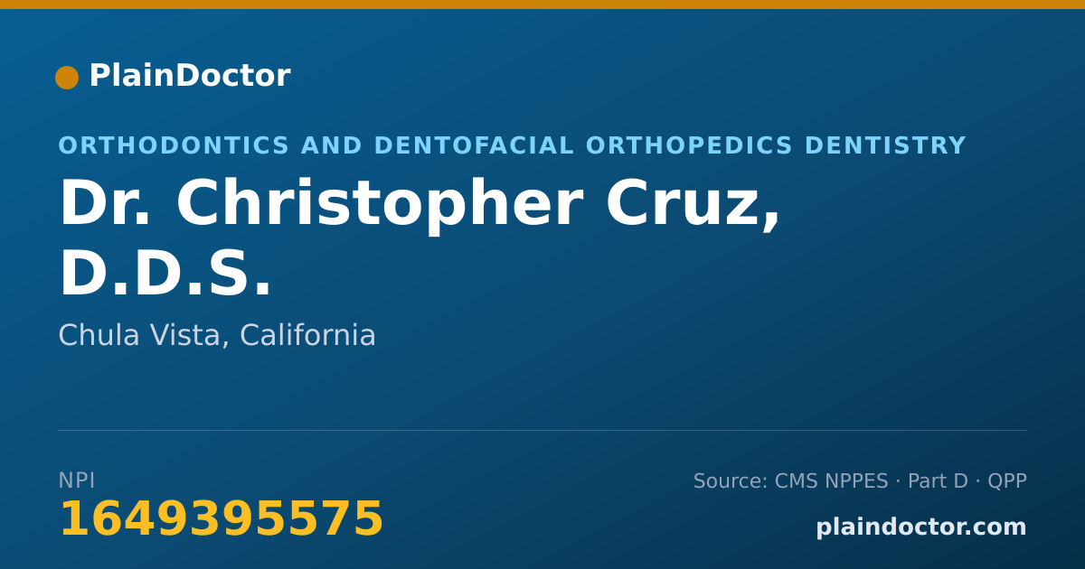 Shareable card for Christopher Cruz, D.D.S. - Orthodontics and Dentofacial Orthopedics Dentistry, Chula Vista, CA