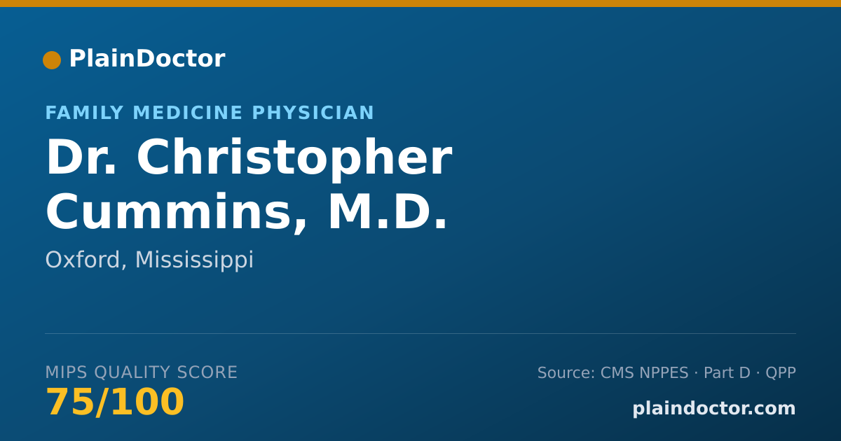 Shareable card for Christopher Cummins, M.D. - Family Medicine Physician, Oxford, MS