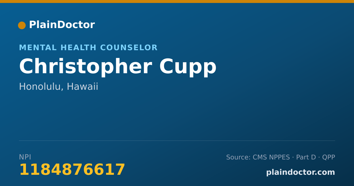 Shareable card for Christopher Cupp - Mental Health Counselor, Honolulu, HI