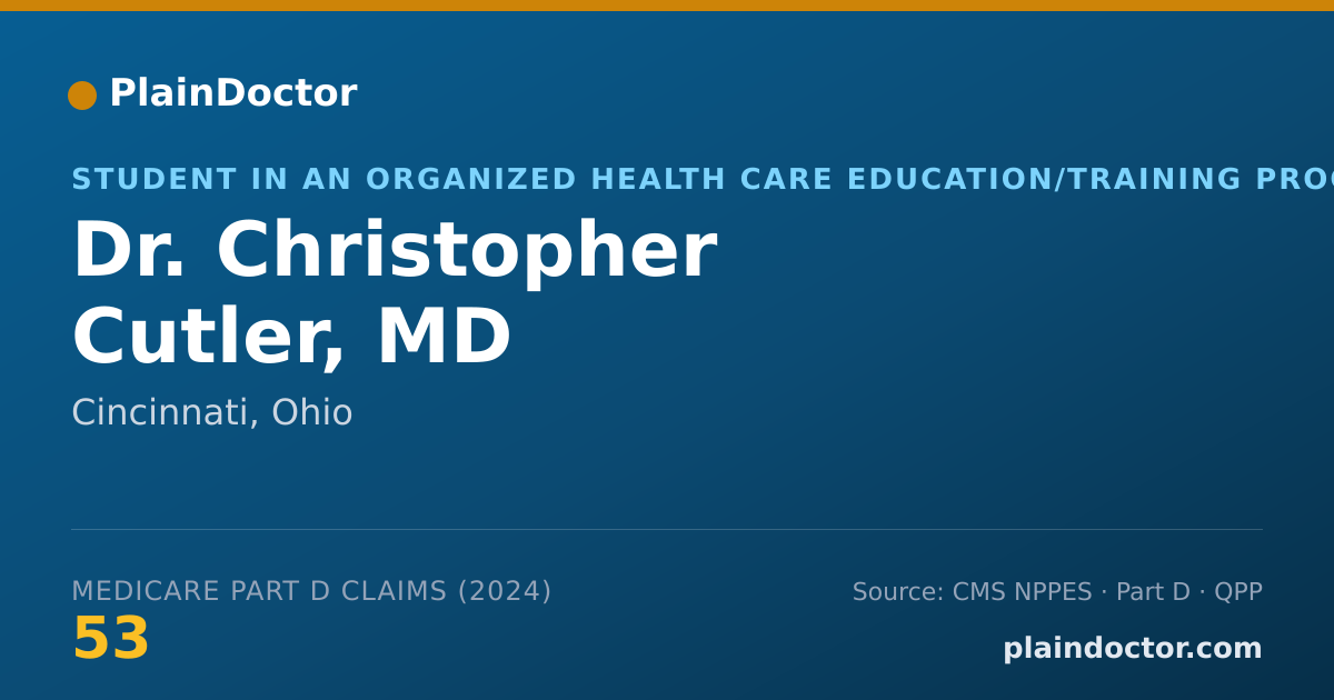 Shareable card for Christopher Cutler, MD - Student in an Organized Health Care Education/Training Program, Cincinnati, OH