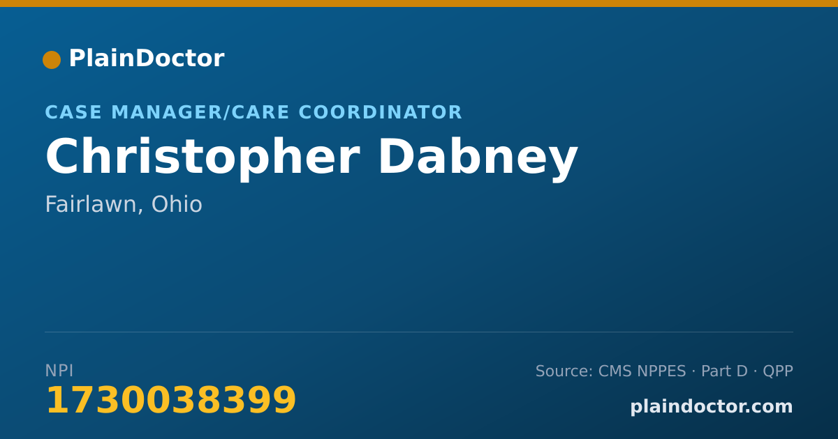 Shareable card for Christopher Dabney - Case Manager/Care Coordinator, Fairlawn, OH
