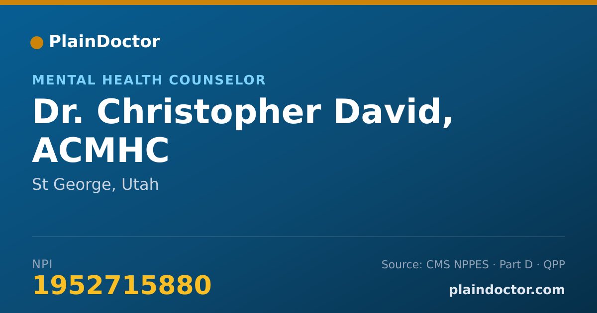 Shareable card for Christopher David, ACMHC - Mental Health Counselor, St George, UT