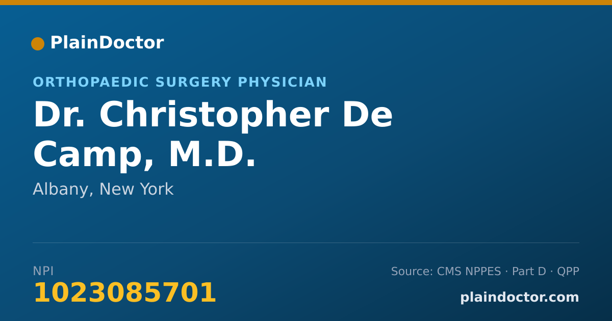 Shareable card for Christopher De Camp, M.D. - Orthopaedic Surgery Physician, Albany, NY