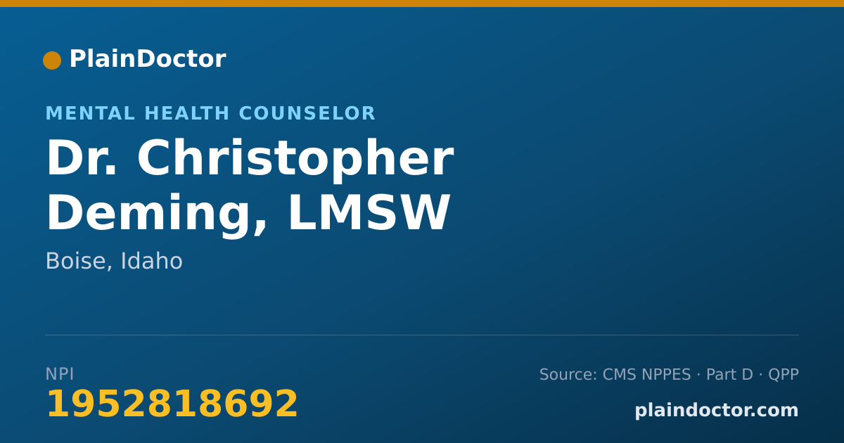 Shareable card for Christopher Deming, LMSW - Mental Health Counselor, Boise, ID