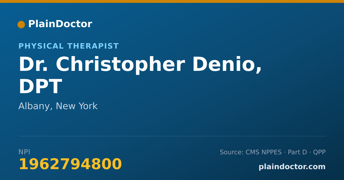 Shareable card for Christopher Denio, DPT - Physical Therapist, Albany, NY