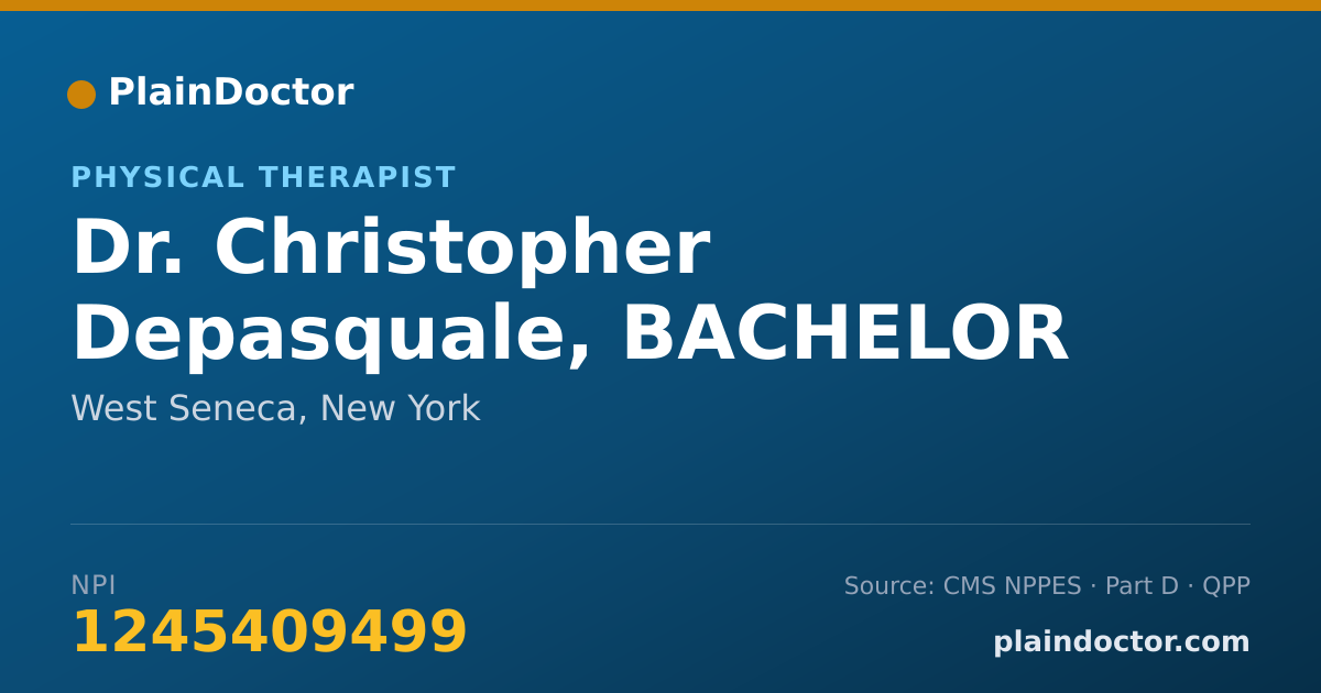 Shareable card for Christopher Depasquale, BACHELOR OF NS DOCTO - Physical Therapist, West Seneca, NY