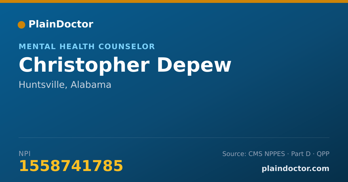 Shareable card for Christopher Depew - Mental Health Counselor, Huntsville, AL