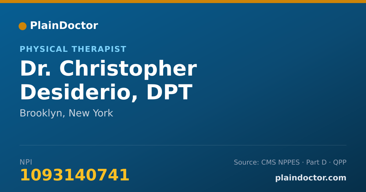 Shareable card for Christopher Desiderio, DPT - Physical Therapist, Brooklyn, NY