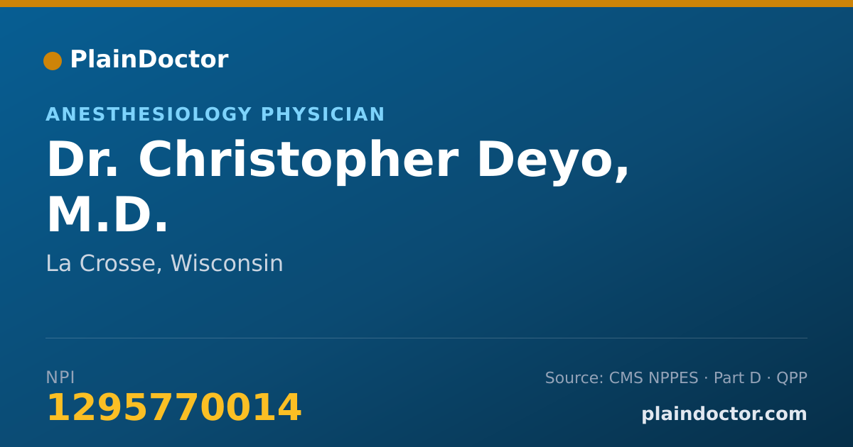 Shareable card for Christopher Deyo, M.D. - Critical Care Medicine (Anesthesiology) Physician, La Crosse, WI