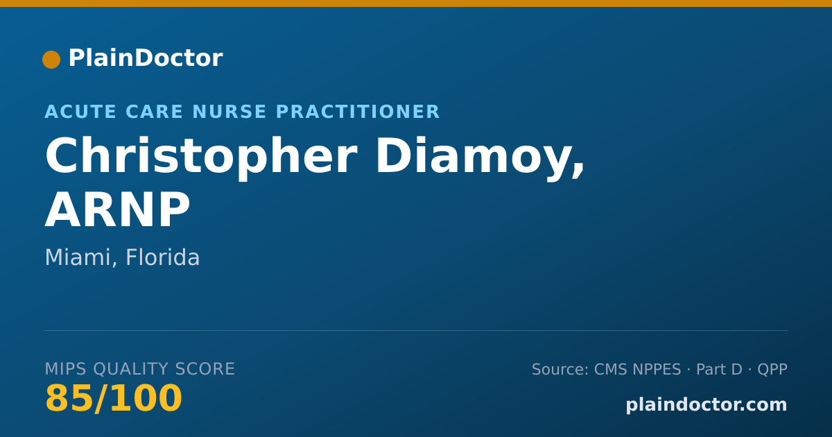 Shareable card for Christopher Diamoy, ARNP - Acute Care Nurse Practitioner, Miami, FL