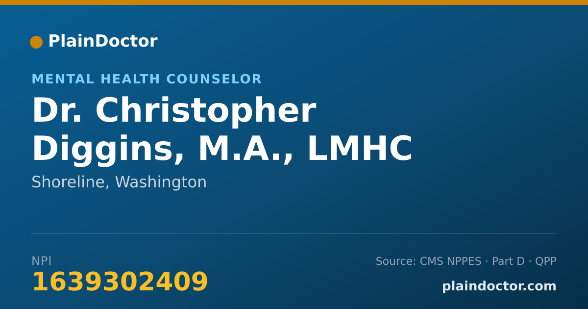 Shareable card for Christopher Diggins, M.A., LMHC - Mental Health Counselor, Shoreline, WA