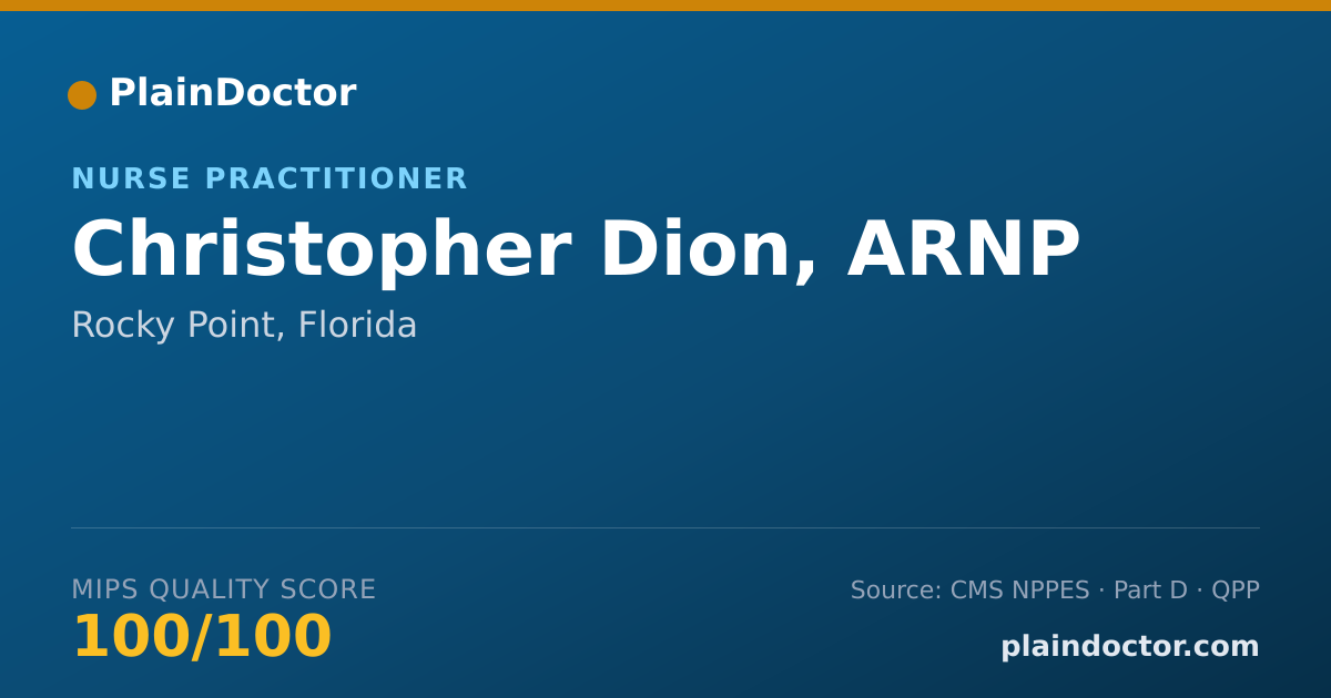 Shareable card for Christopher Dion, ARNP - Nurse Practitioner, Rocky Point, FL