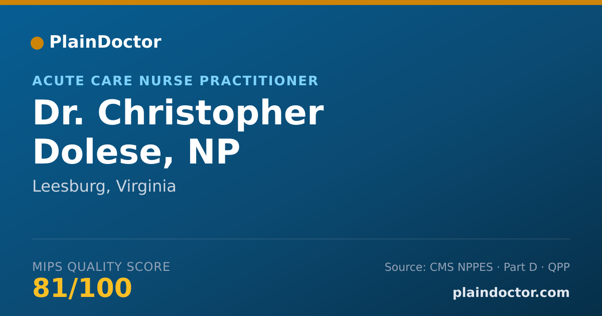 Shareable card for Christopher Dolese, NP - Acute Care Nurse Practitioner, Leesburg, VA