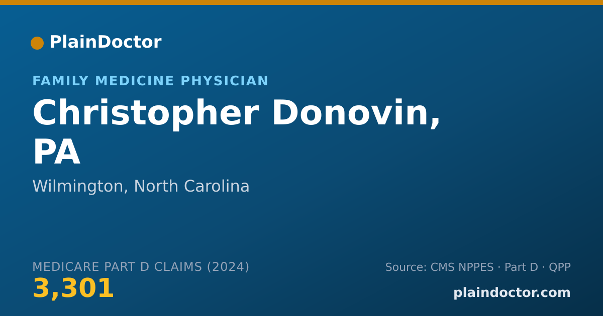 Shareable card for Christopher Donovin, PA - Family Medicine Physician, Wilmington, NC