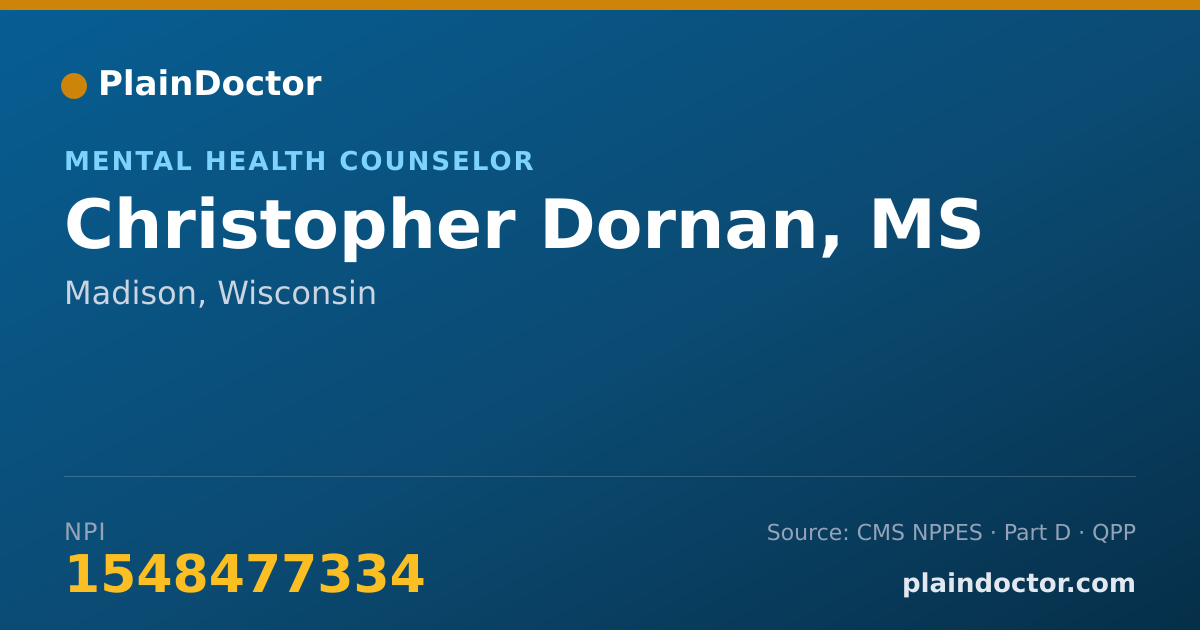 Shareable card for Christopher Dornan, MS - Mental Health Counselor, Madison, WI