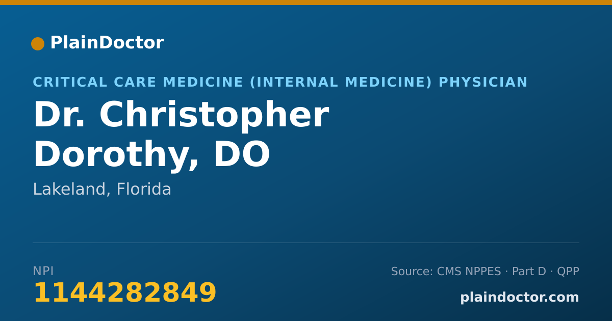 Shareable card for Christopher Dorothy, DO - Critical Care Medicine (Internal Medicine) Physician, Lakeland, FL