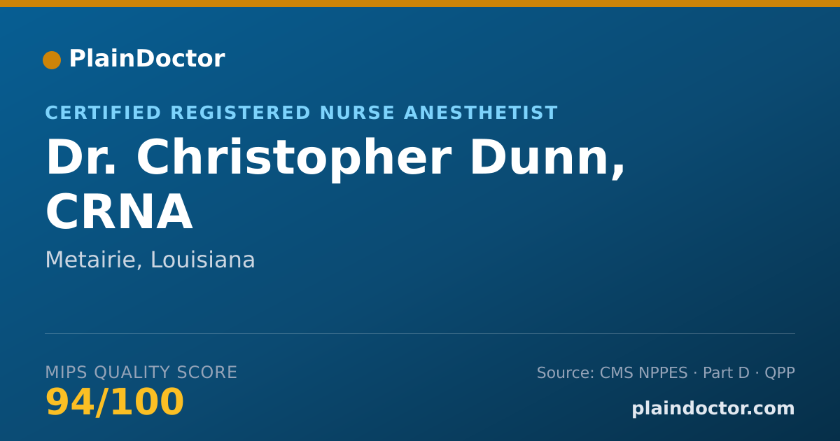 Shareable card for Christopher Dunn, CRNA - Certified Registered Nurse Anesthetist, Metairie, LA