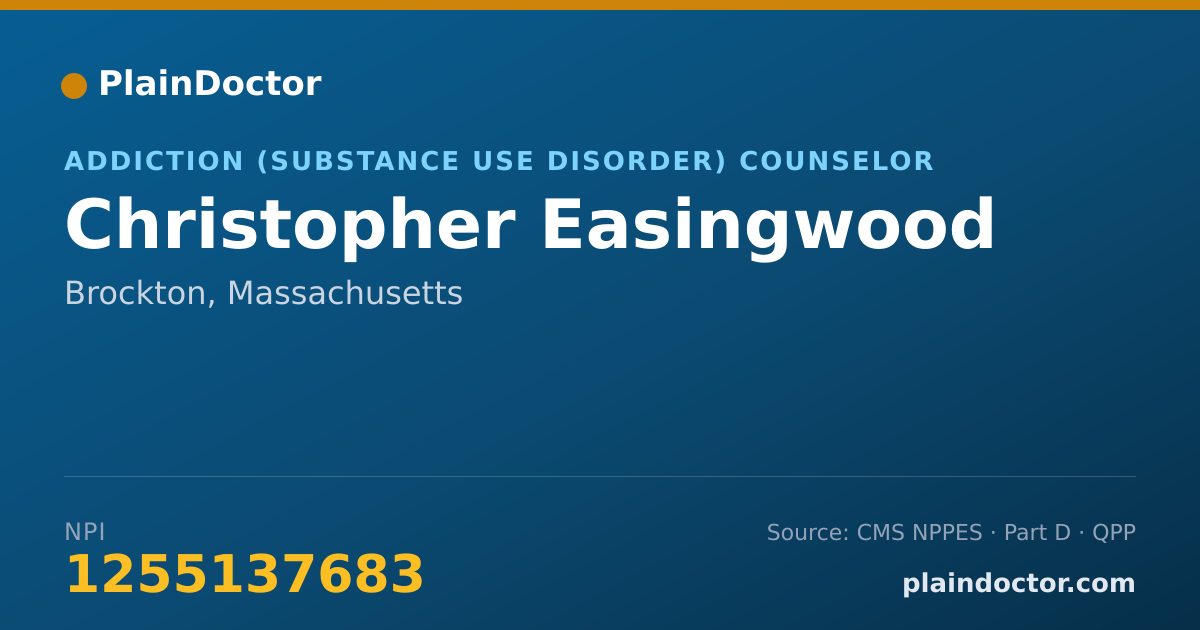 Shareable card for Christopher Easingwood - Addiction (Substance Use Disorder) Counselor, Brockton, MA