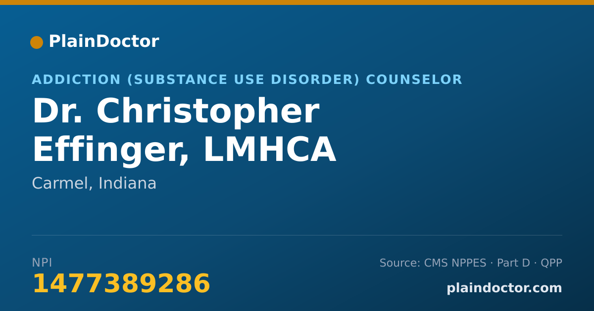 Shareable card for Christopher Effinger, LMHCA - Addiction (Substance Use Disorder) Counselor, Carmel, IN