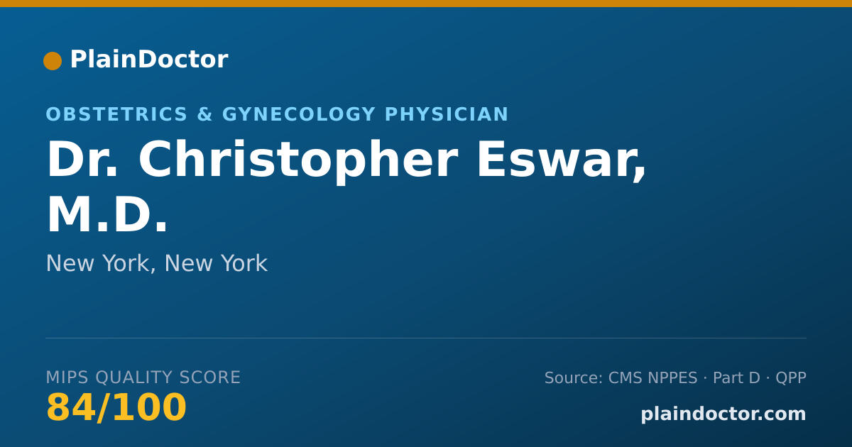 Shareable card for Christopher Eswar, M.D. - Obstetrics & Gynecology Physician, New York, NY
