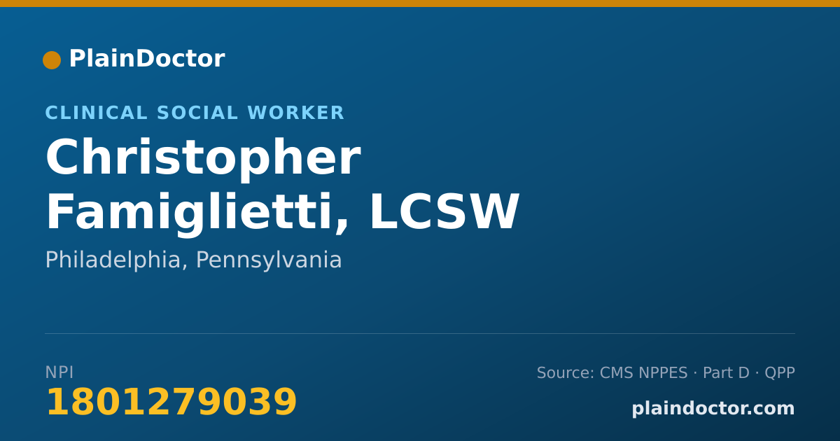 Shareable card for Christopher Famiglietti, LCSW - Clinical Social Worker, Philadelphia, PA