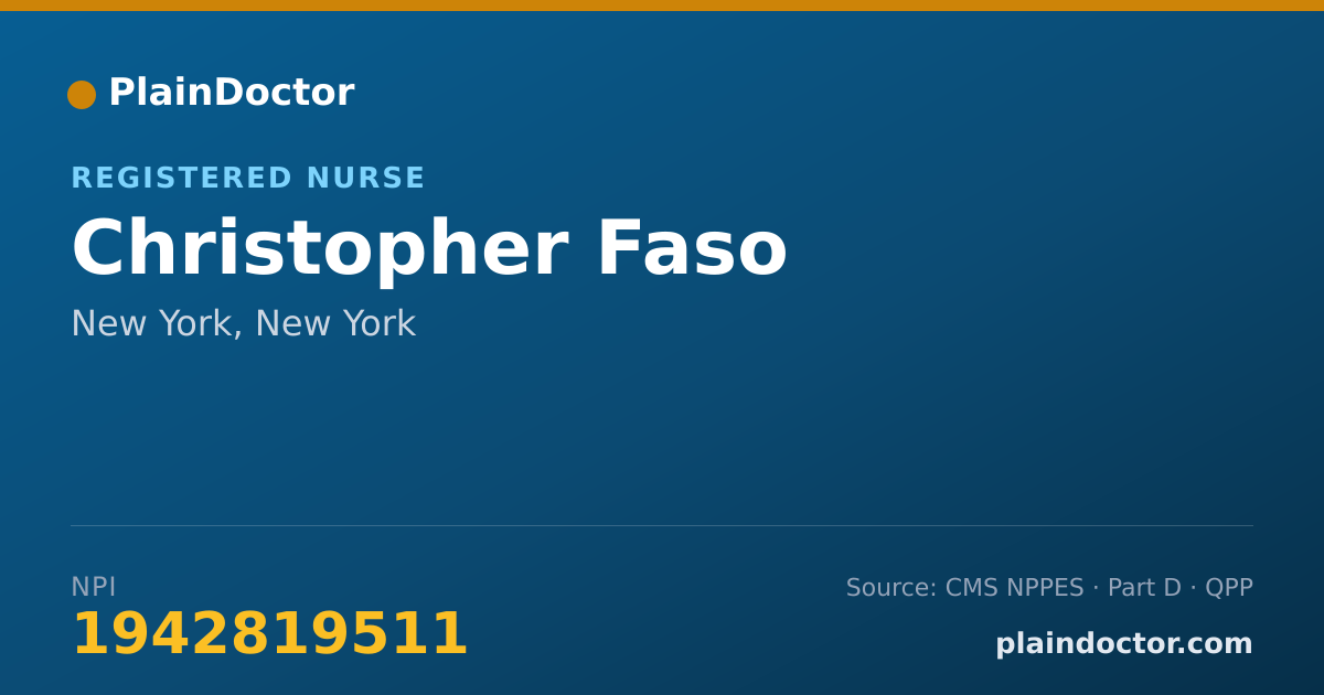 Shareable card for Christopher Faso - Registered Nurse, New York, NY