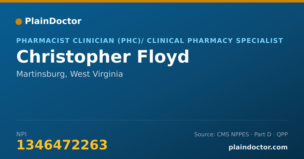 Shareable card for Christopher Floyd - Pharmacist Clinician (PhC)/ Clinical Pharmacy Specialist, Martinsburg, WV